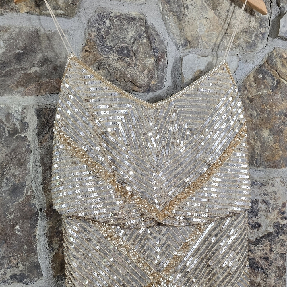 Adrianna Papell Sleeveless Beaded Blouson Gown Dress - Picture 5 of 10